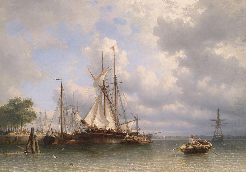 Sailing ships in the harbor, Antonie Waldorp